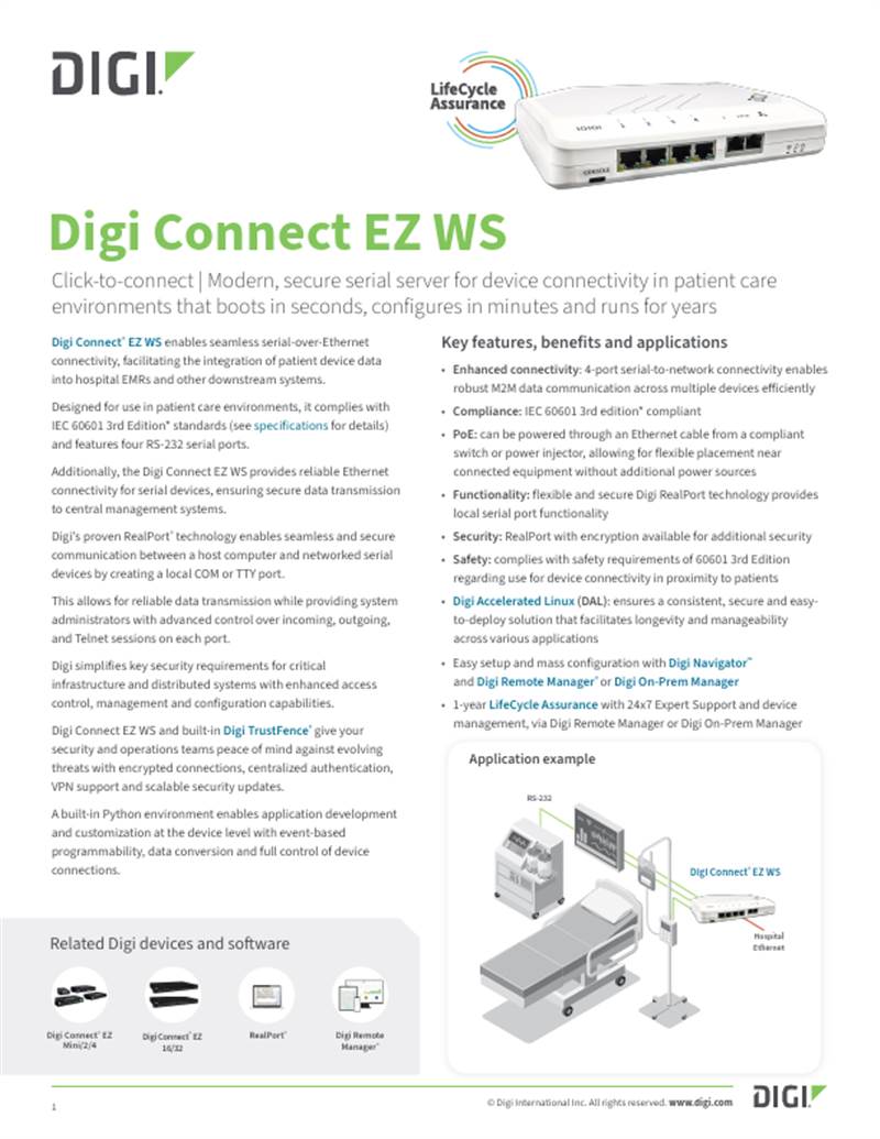 Digi Connect EZ WS Datasheet