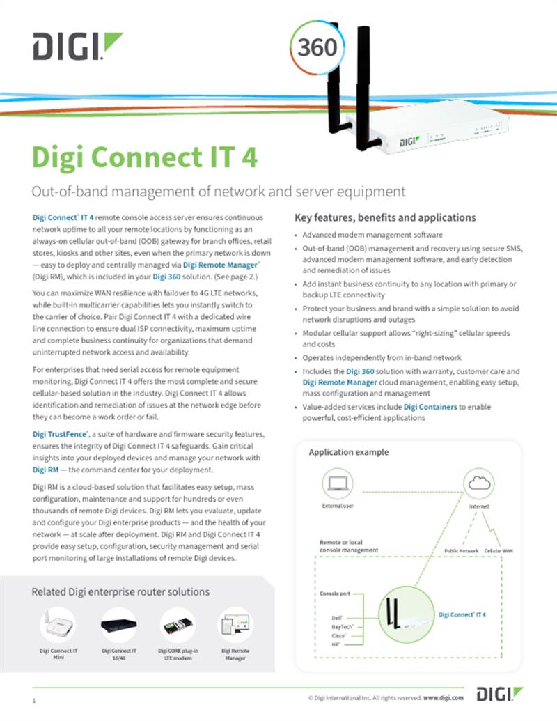 Digi Connect IT 4 Datasheet