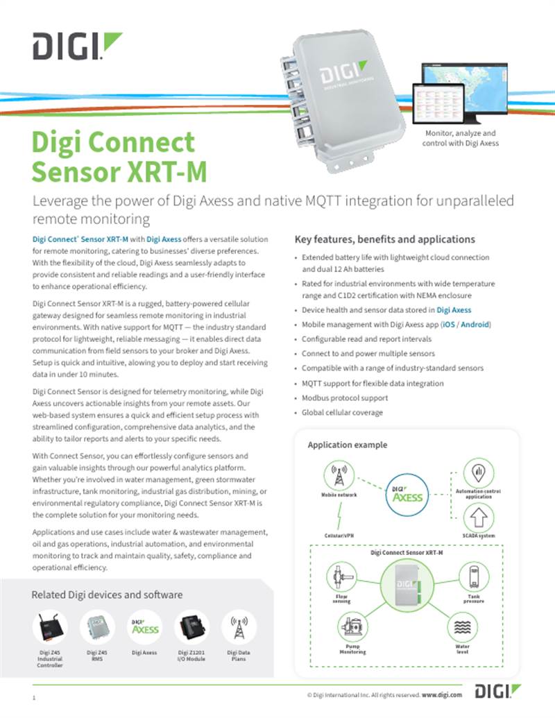 Digi Connect Sensor XRT-M Datasheet