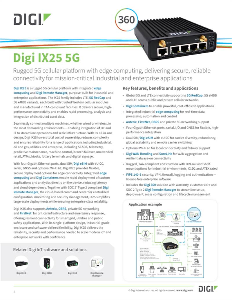 Digi IX25 with Digi 360 Datasheet