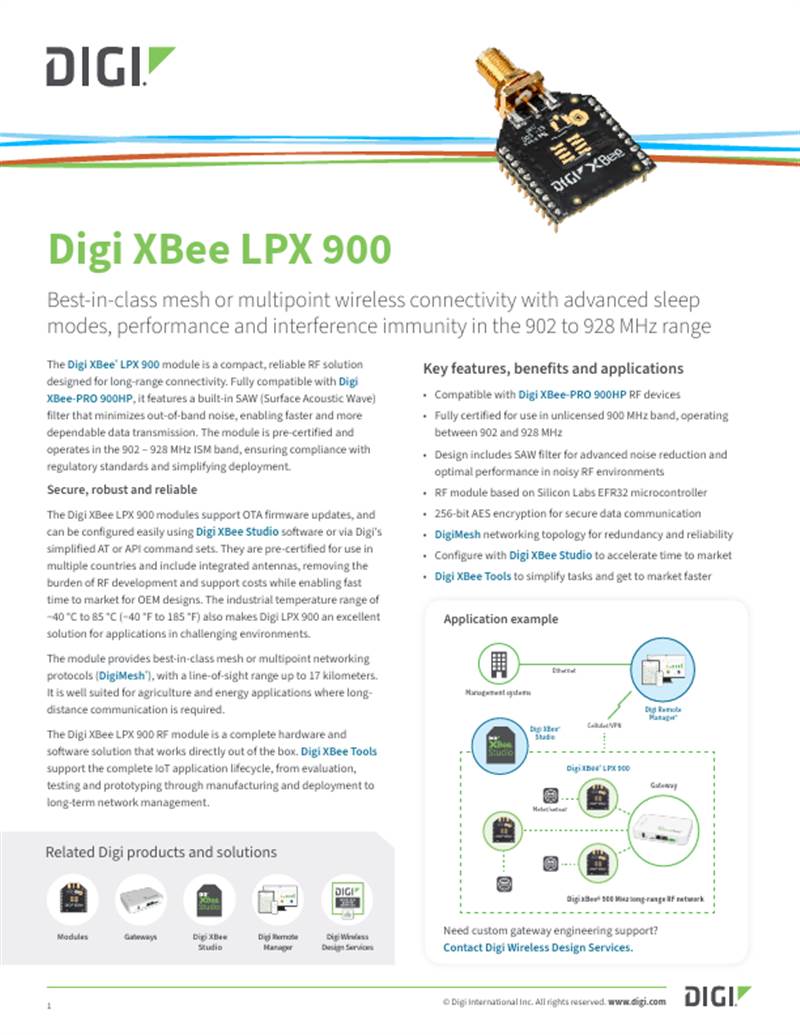 Digi XBee LPX 900 Datasheet