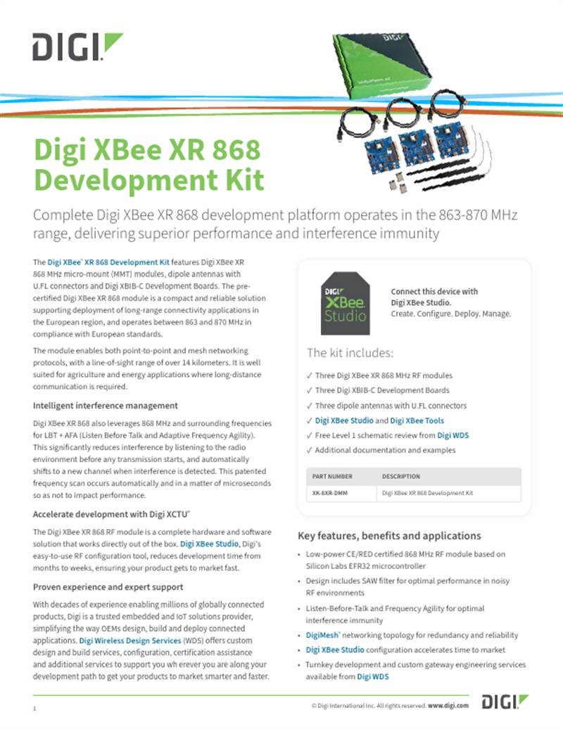 Digi XBee XR 868 Development Kit