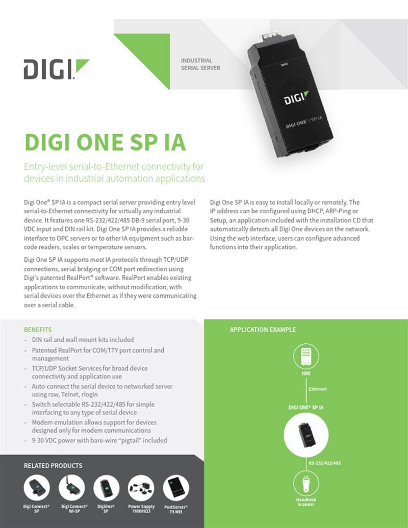 Digi One SP IA Datasheet