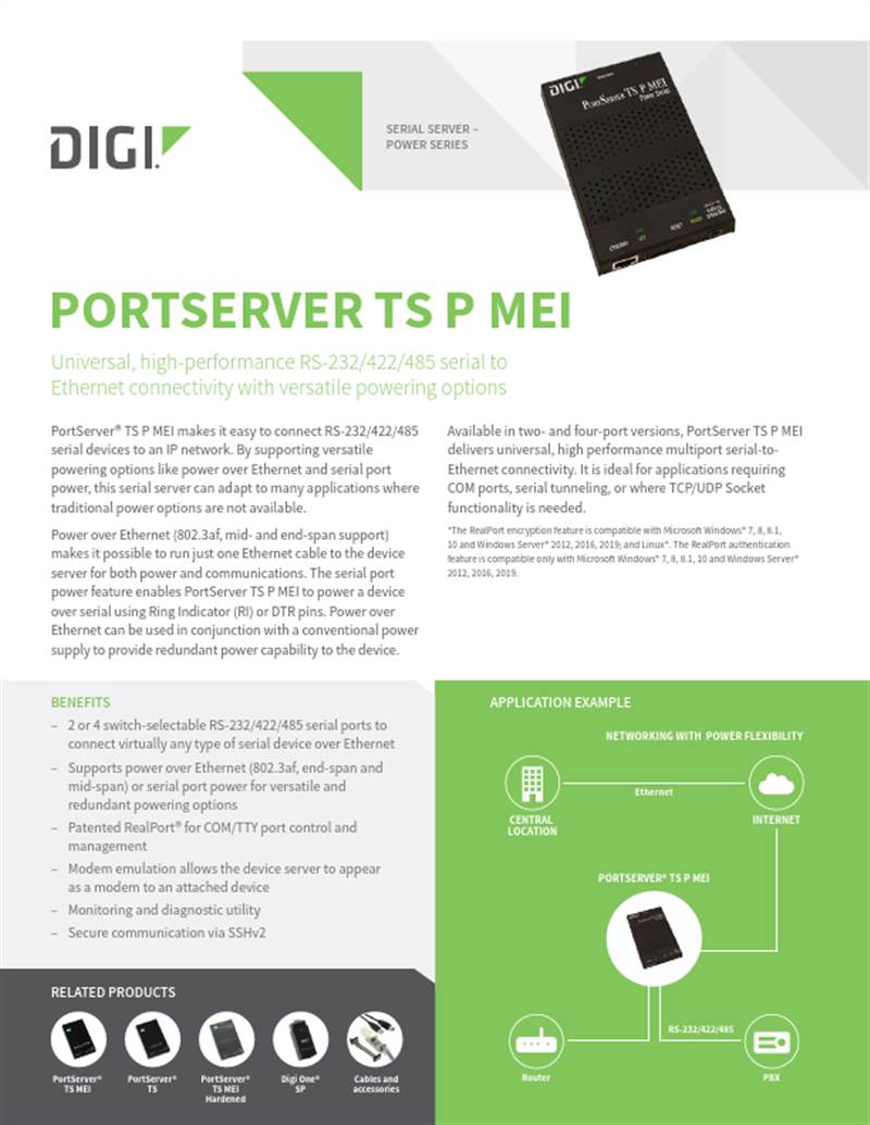 Digi PortServer TS P MEI Datasheet
